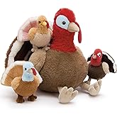 Karister 4Pcs Thanksgiving Turkey Plush Toy, Cute Mother Turkey Stuffed Animal with 3 Stuffed Turkey Babies, Fall Harvest Home Tabletop Decoration, Autumn Plushie Gifts for Boys Girls Kids, 14"