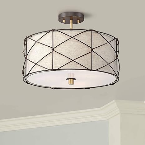 Brennan Farmhouse Ceiling Light Semi Flush Mount Fixture Bronze 18