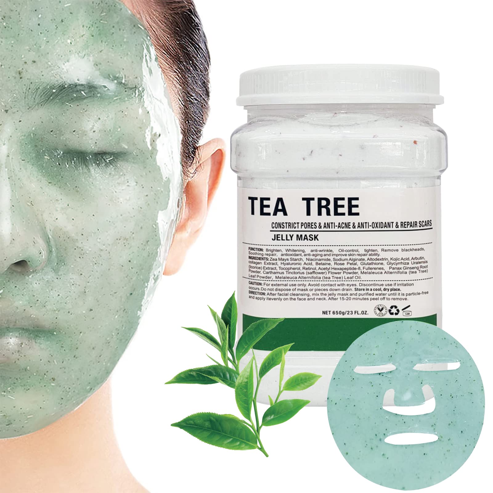 POZTL Jelly Mask Powder for Facials, Vampire Lacyic Acid Jelly Face Mask, Professional Peel Off Hydro Face Mask Powder for Fight Fine Lines, Dullness & Uneven Skin Tone, DIY SPA (Tea Tree)