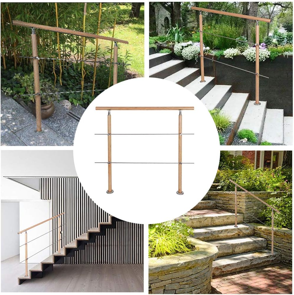 Uisebrt 150cm Treppengelander Holzmaserung Handlauf Edelstahl Innen Und Aussen Gelander Mit 2 Querstreben Fur Treppen Balkon Brustung 150cm 2 Querstreben Amazon De Baumarkt
