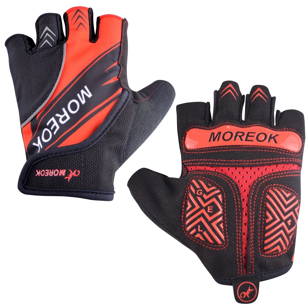 MOACC Cycling Gloves Shock-absorbing Gel pad Breathable Anti-slip Reflect Light Wearable Abrasion Half Finger Moutain Bike Road Racing Bicycle (L)