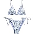 ZAFUL Women's Triangle Bikini Floral String Bikini Set Two Piece Swimsuit Bathing Suits