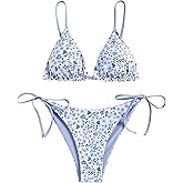 ZAFUL Women's Triangle Bikini Floral String Bikini Set Two Piece Swimsuit Bathing Suits