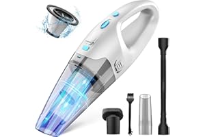 FUOAYOC Handheld Vacuum Cordless, Hand Vacuum Cordless Rechargeable with LED Light/Multi Accessories,1.6lbs Car Portable Vacuum Cleaner for Pet Hair, Home, Car, Office