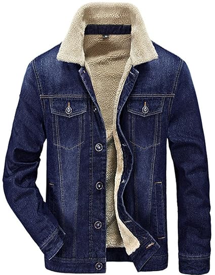 JEWOSOR Herren Plus Velvet Winter Warm Pelz Kragen Schlank Passen Cowboy Jacke Im freien Mantel Trenchcoat