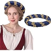 PROCOS Renaissance Padded Roll Chaplets Coif Cap Velvet Medieval Headwear Headpiece Bourrelet with Gold Trim Vintage Costume