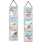 QUTREY 5x7 Collage Picture Frames, 6 Openings Hanging Photo Frame Set Display Vertical 5 by 7 inch Pictures for Wall Decor, Distressed White, 2 Pack