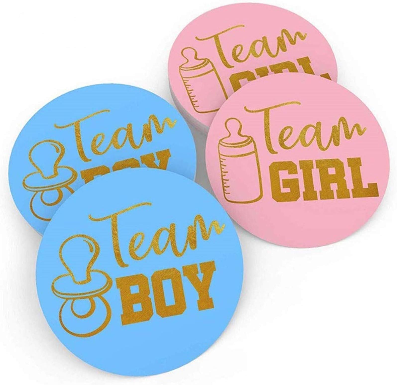 Gender Reveal Stickers,48 Pack Baby Shower Voting Labels Team Girl and Team Boy Stickers for Gender Reveal Party and Baby Shower