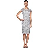 Alex Evenings Womens Short Embroidered Cocktail Dress, Wedding Guest (Petite and Regular Sizes)