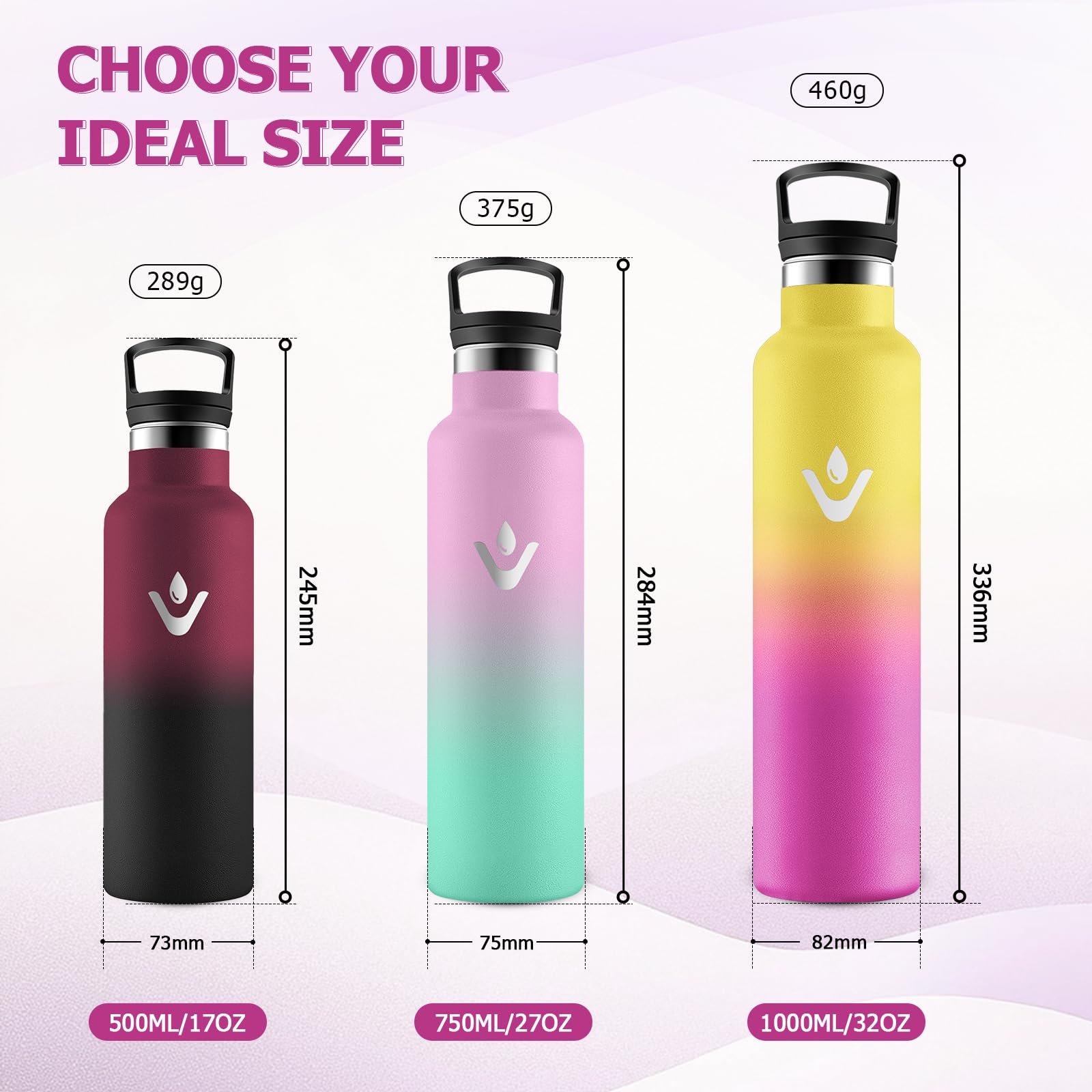 Thermosflasche 1L, Auslaufsicher Trinkflasche BPA-Frei, Isolierflasche mit Strohhalm, Einhandöffnung, Metall Wasserflasche Doppelwandig Isoliert, Wasserflasche für Fitness, Laufen, Büro, Schule 2