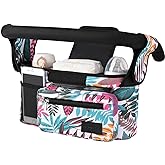 Momcozy Universal Stroller Organizer, 2 Insulated Cup Holders, Removable Zip Pocket, Adjustable Straps, Large Capacity Baby E