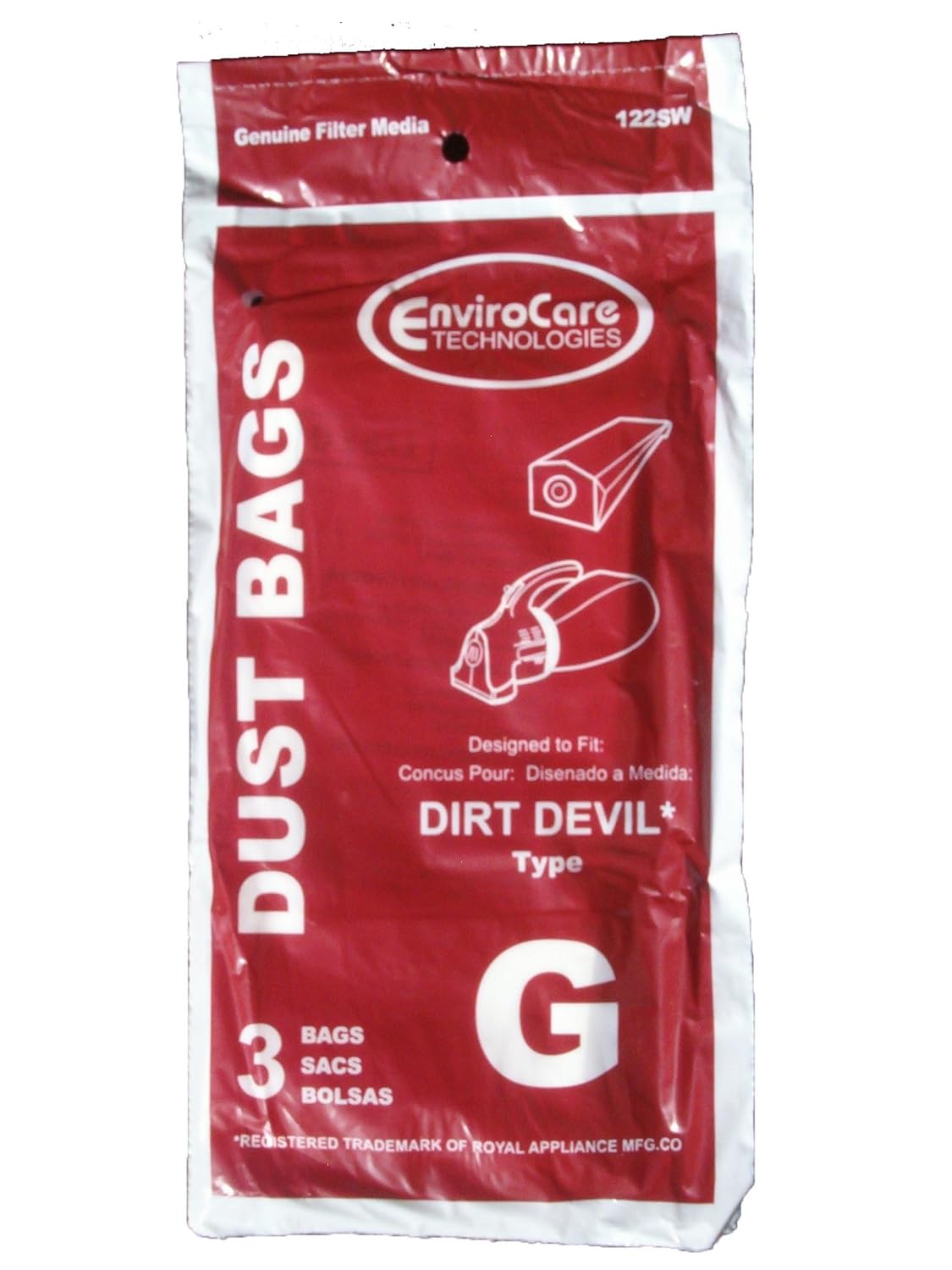 3 Royal Type G Hand Vacuum Filter Bags, Dirt Devil hand Vac Vacuum Cleaners, 3010347001, 3010348001, 3103075001, 103, 103B, 10515, 10515B, 10563CA, 10563CAB, DD120, 150CA, 150B, 150ZUK, M150CAWC, 537CAB, M550CA, 553Z, 553ZUK, 560, 06500, 08130, 08130B, 08130CA, 08130CAB, 08500, 08500B, 172, 172B, 500B, 503B, 510, 510A, 513B, 513PL, 515, DD520, DD520B, 523, 533, 537, 537B, 537CA