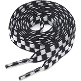 YJRVFINE Flat Checkered Shoe Laces: Wide 5/16" Plaid Shoelaces for Sneakers | 10mm Wide, 12 Colors, 31"-63", Men &amp; Women