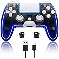 Honghao Controllers for PS4,Custom PS4 Remote with Hall 3D Joystick, RGB Wireless Game Controllers for Playstation 4 |Customizable Buttons| Responsive Control (Black + White)