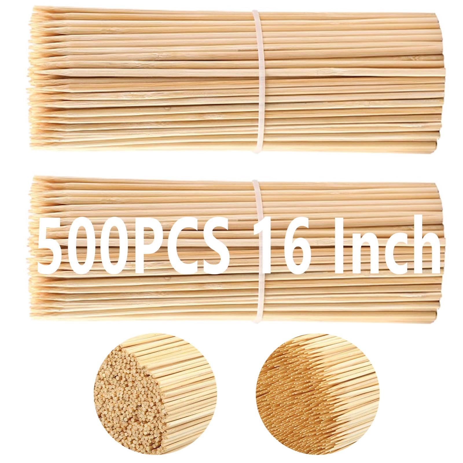 Photo 1 of Acrux7 500 PCS 16 Inch Natural Bamboo Skewers, 1/6 Inch (4mm) Thick Smores Sticks Marshmallow Roasting Sticks, Long Bamboo Skewers for Kabobs, Appetizers, Fruit, Grilling, Barbecue, Crafts