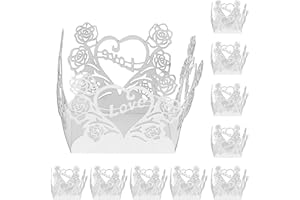 DIYEAH 50pcs White Heart Rose Chocolate Wrappers Decorative Candy Cups Wedding Party Favor Truffle Holders