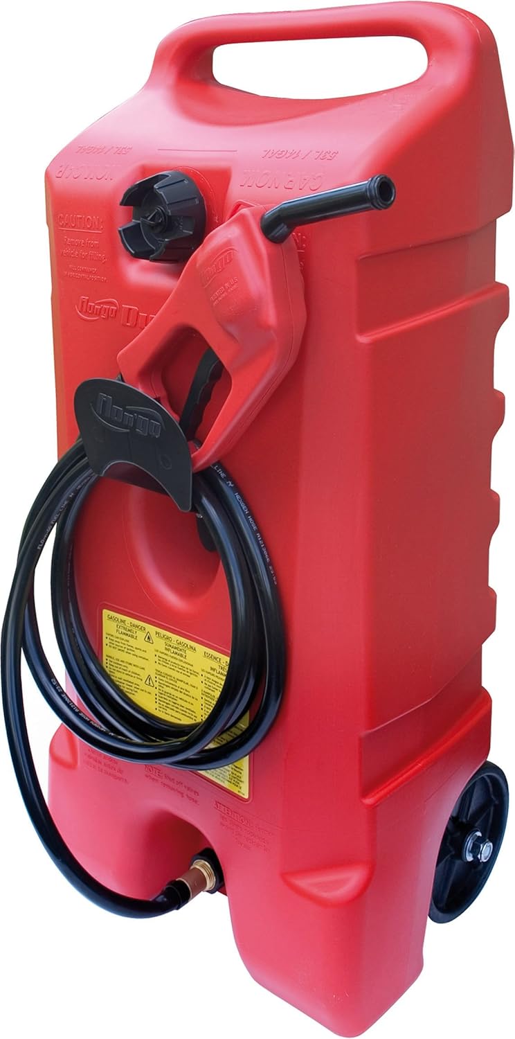 Duramax Flo N' Go Le Fluid Transfer Pump and 14 Gallon Rolling Gas Can
