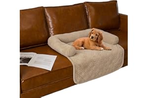 Ameritex Pet Dog Bed Coral Fleece Furniture Cover with Anti-slip Back Suitable for Bed and Sofa Super Soft (Medium-30 x30, Beige)