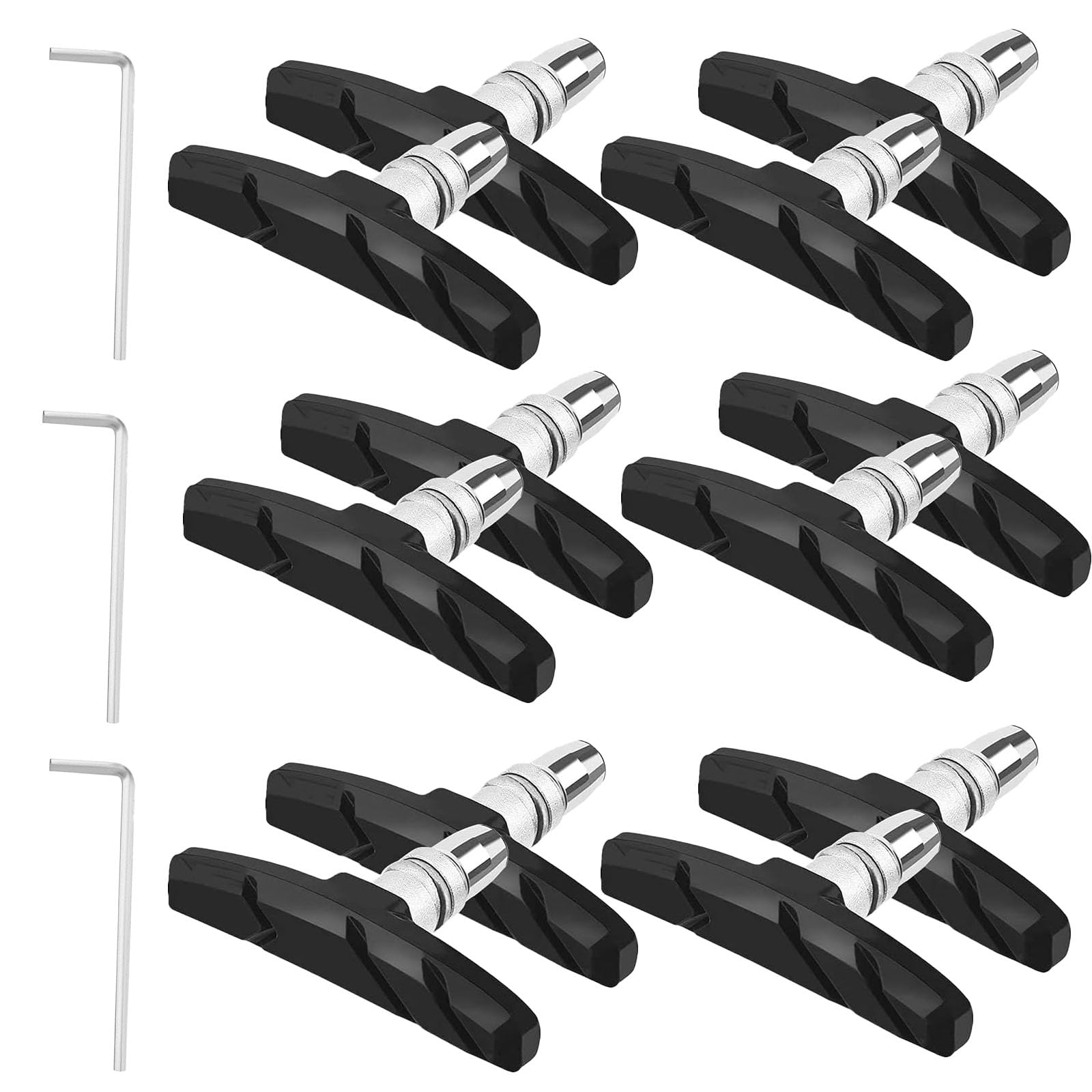 V Bike Universal Road & Mountain Brake Pads - 6 Pairs with 3 Hex Nuts & Spacers