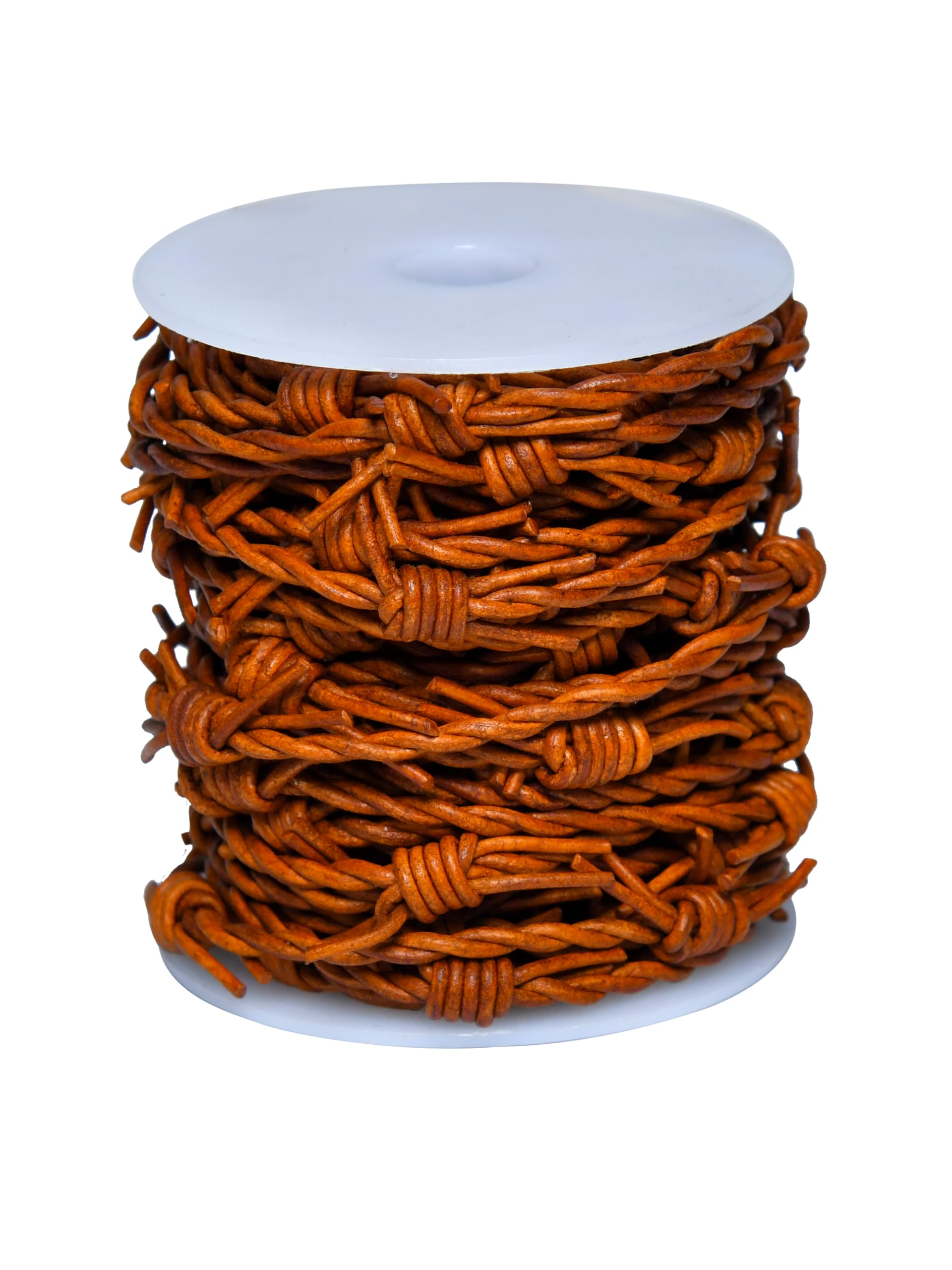 Artificial Barbed Wire Made of Leather for Cowboy Theme Western Party Decorations Supplies - 33 Feet Spool by Cords Essentials (Rust)