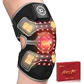 3D Red Light Therapy Vibration Massage Knee Brace - FSA Eligible HSA 5000mAh Cordless Knee Massager with 4 Vibration Areas, 660nm&850nm, Near Infrared Light Heated Device for Knee Elbow Shoulder Pain