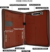 GraduatePro A4 Leather Zipped Portfolio Clipboard with Tablet Organizer Brown view 3