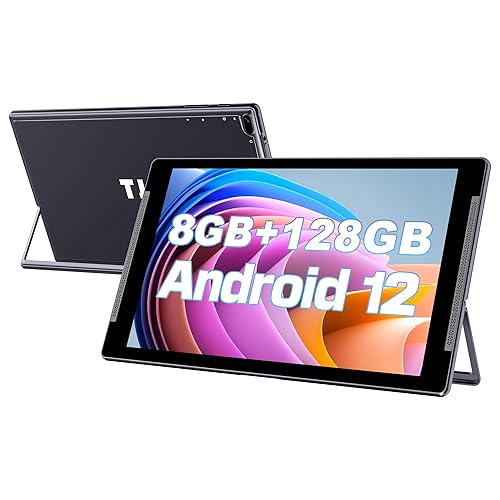 10 inch Tablet, Android 12 Tablets, 4+4GB RAM 128GB ROM(512GB Expandable), HD IPS Screen,2MP+8MP Dual Camera,Wi-Fi, Bluetooth 5.0, 6000mAh Battery,Tablet PC with Stand(Gray)