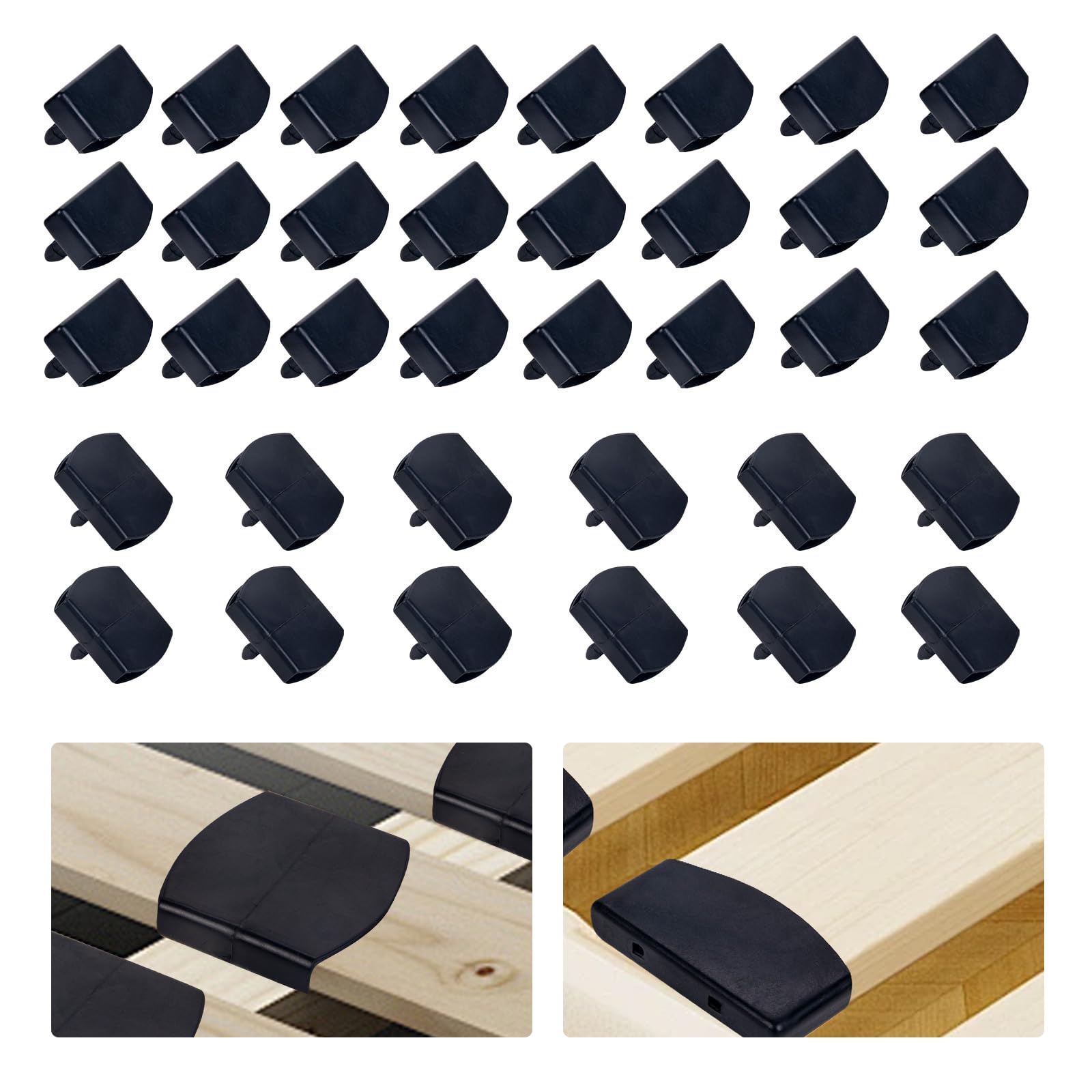 36 Pcs Bed Slat Holders Kit - Plastic Bed Slat Caps & Centre Caps - Side Slat Brackets (55mm x 9mm Inside)