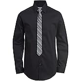 Van Heusen Boys' Long Sleeve Collared Button-down Dress Shirt and Tie Set