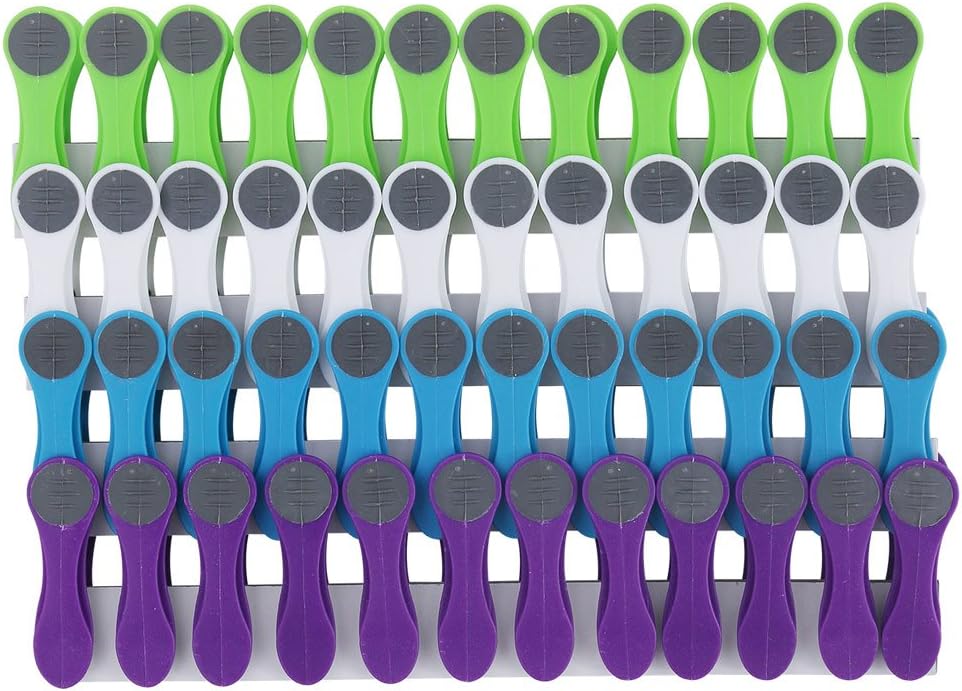 48 Clothes Pegs Soft Grip Soft Touch Weiß, Blau, Grün, Lila