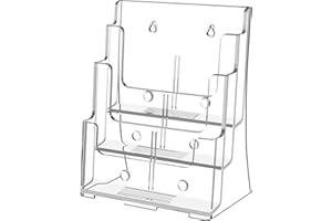 FUCDTEFC Acrylic Brochure Holder 8.5x11, Clear 3 Tier Magazine Holder Brochure Display Stand With Removable Divider for 4 x9 Inch Literature Pamphlet Flyer Holder for Wall Mount or Countertop