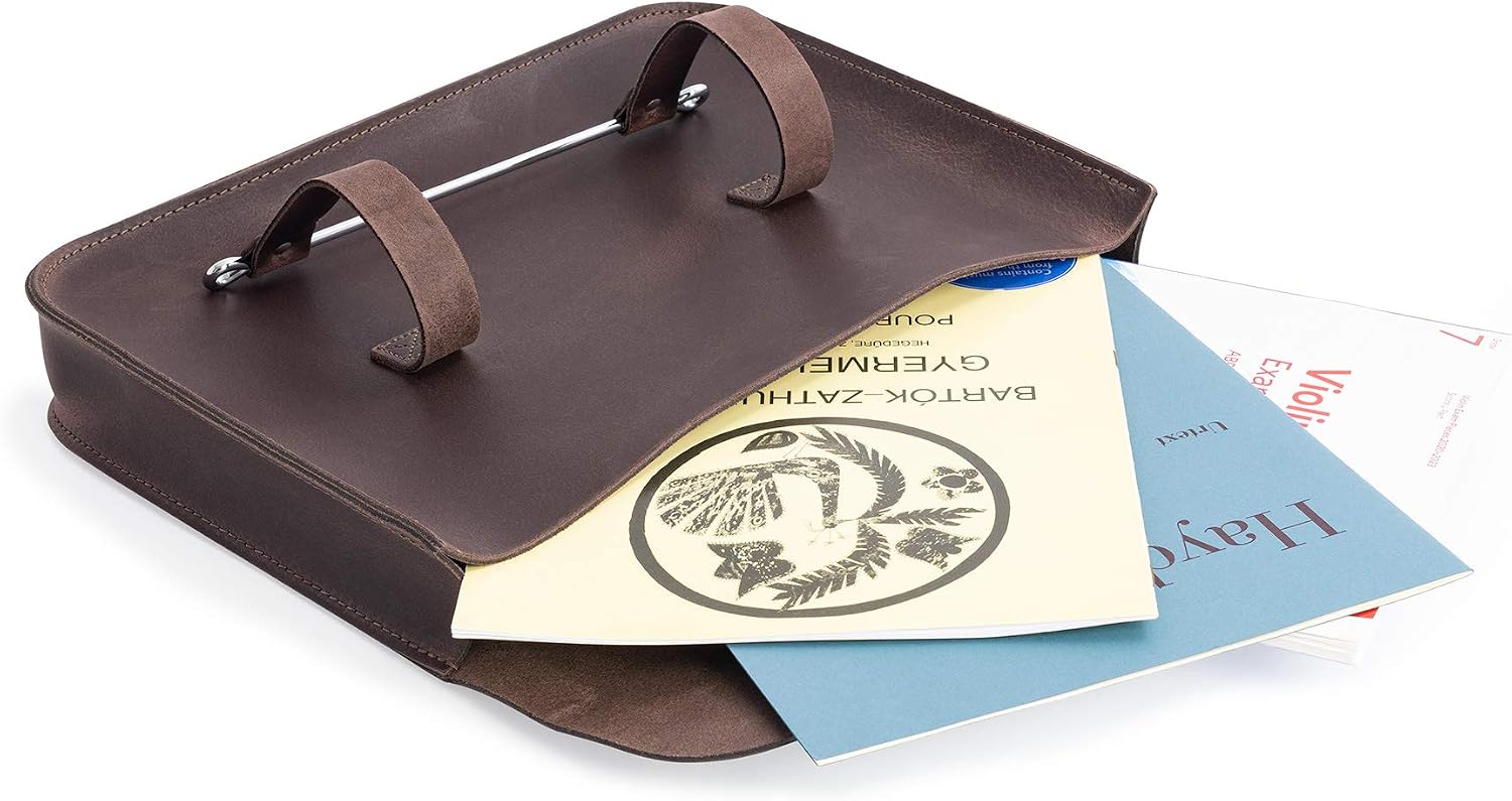 Oxford Traditional Leather MC2-WAL Sheet Music Carry Case, Antique Walnut - Image 4