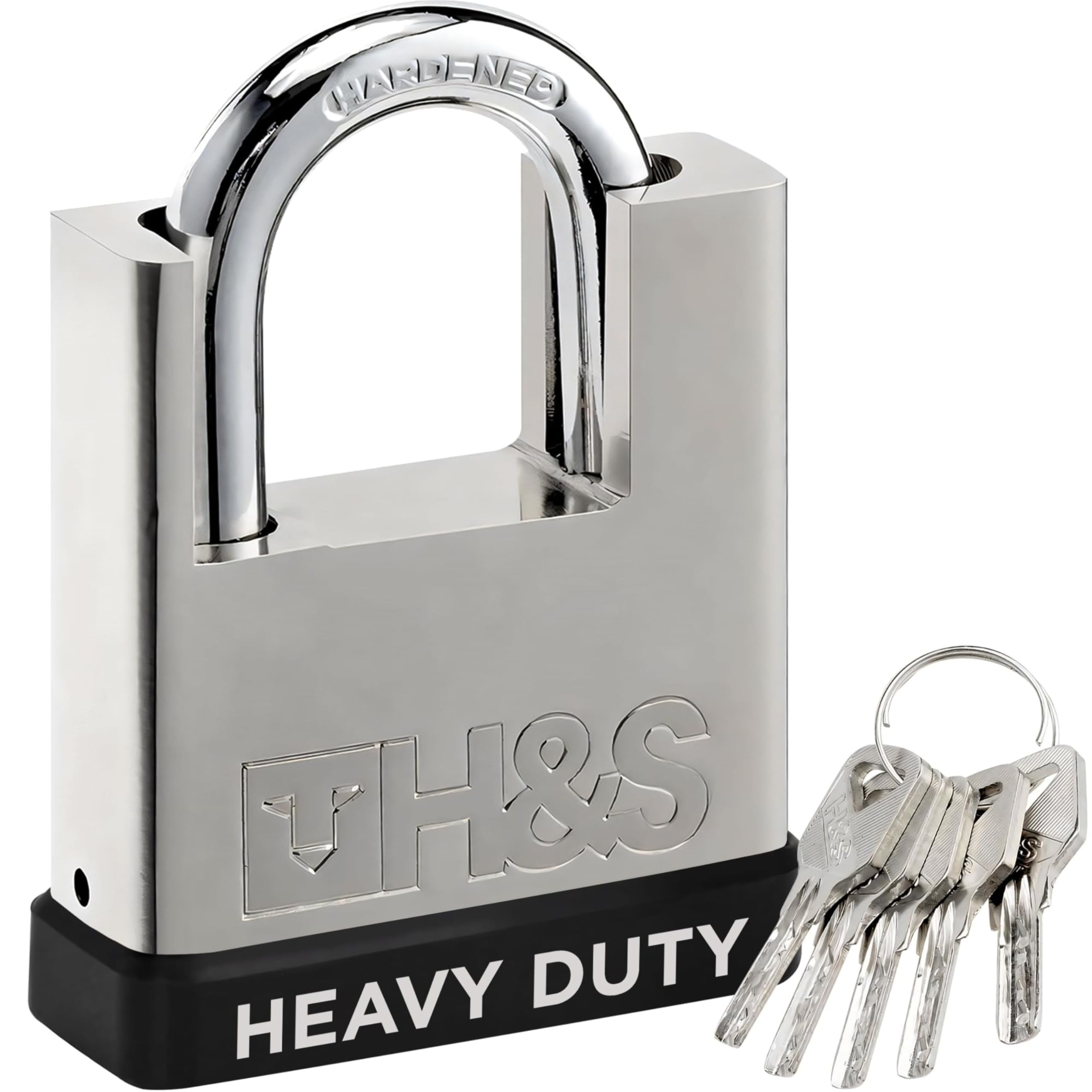 H&S 5 Keys 60mm Heavy Duty Padlock - Warehouse Container Garage Shutter Gate Chain Shed Lock - Padlocks with Keys - Locks - Locker Padlocks - Pad Lock