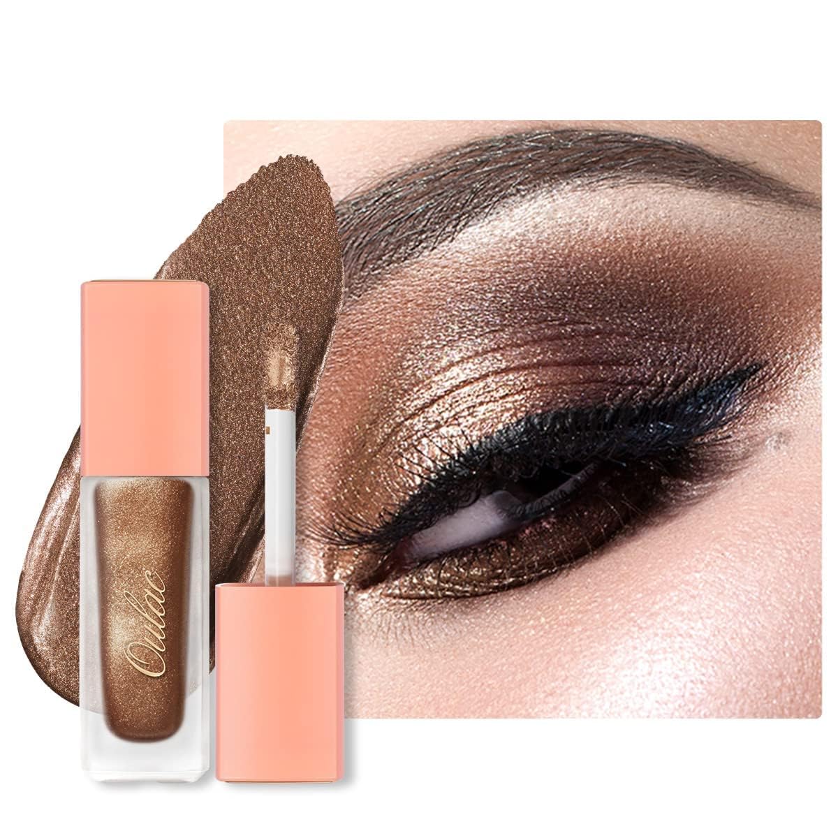 Oulac Liquid Metallic Eyeshadow – Mineral Gold Eyeshadow & Eyeliner, Blendable Eye Make-up, Crease Resistant, Vegan, 6.8g, Tempering (16) — image 1