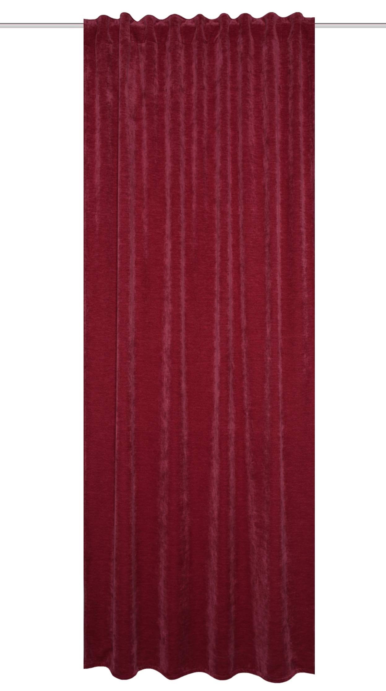 HOMEbasics Thermochenille Wolly 085425-5601 Thermal Curtain with Combination Band Bordeaux 225 x 135 cm
