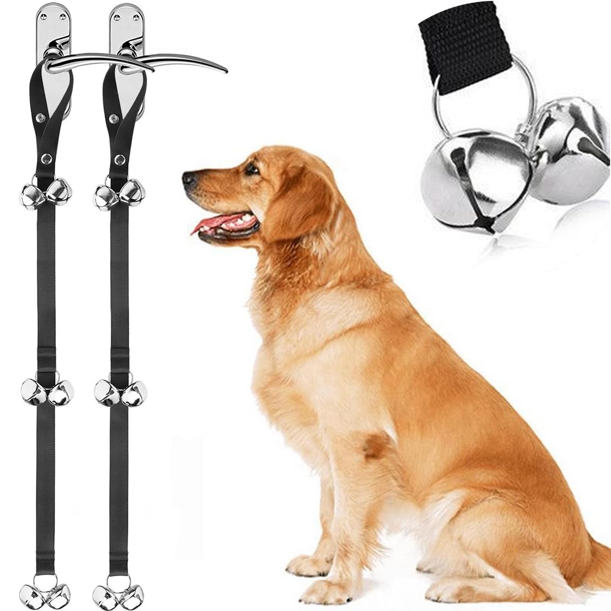 MINGZE 2PCS Dog Doorbell Dog Bells Toilet Training Puppy, Internal Training Doorbell (Black)