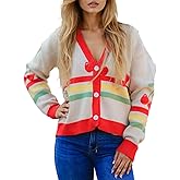 MISS SPARKLING Women’s Knit Cardigan Sweater Button Down Long Sleeve V Neck Casual Loose Fit Jacket Lightweight Outerwear