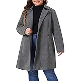 Agnes Orinda Plus Size Peacoat for Women Winter Notched Lapel Single Breasted Elegant Long Trench Coats Jacket