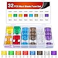 Nilight 32 Pcs Blade Fuses Maxi APX Replacement Fuses 20A 30A 40A 50A 60A 70A 80A 100AMP Assortment Kit for Cars Trucks RVs Boats Automotives Vehicle Campers SUV, 2 Years Warranty
