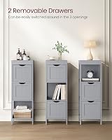 VASAGLE Bathroom Floor Cabinet Freestanding Storage 2 Drawers Dove Grey view 3