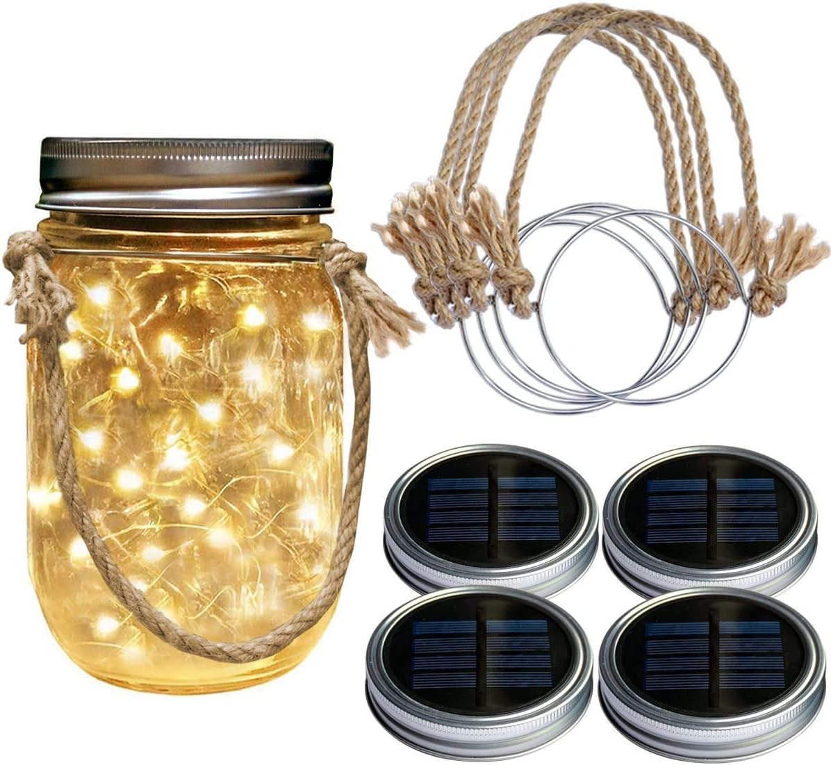 Homeleo 4Pack Vintage SolarPowered Mason Jar LED Lights