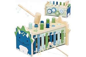 Lehoo Castle Baby Montessori Toys for 1 2 Year Old, Wooden Hammering Pounding Toy with Xylophone, Educational Learning Activi