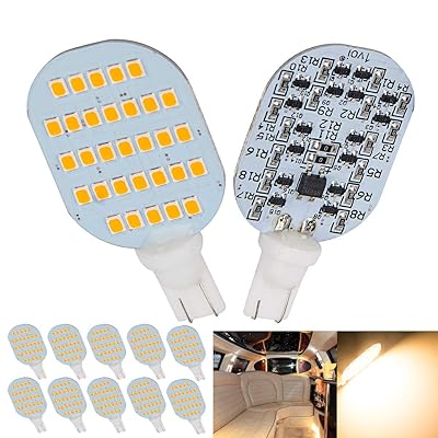 1voi Super Bright T10 921 194 LED Bulbs 31-SMD for RV Indoor Lights Warm White Interior Dome Light Pack of 10