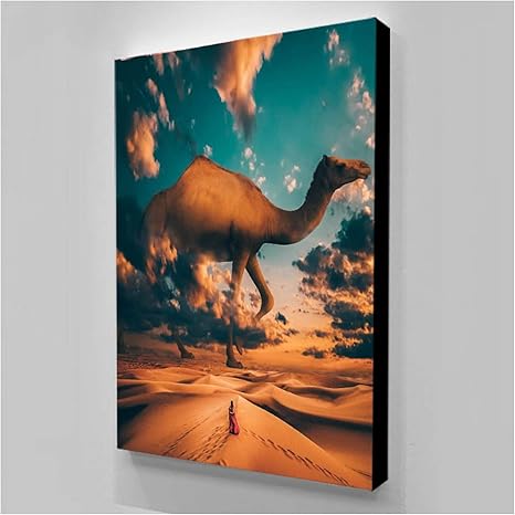 Amazon 砂漠のラクダの絵画キャンバスの部屋の装飾壁画キャンバスhdアニマルプリント 60x80cmx1フレームなし アートフレーム ポスター オンライン通販