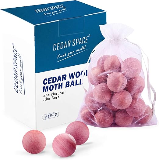 Cedar Balls for Closets Storages, 100 Natural Aromatic Red Cedar Wooden Balls, Wood, 24 Pcs
