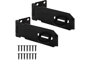 Dreamxiang Door Locks Hasp Latch, Stainless Steel Padlock Safety Packlock Clasp Hasp Lock Latch for External Doors Window Shed Closet Cabinet Pet Cage, 4 Inch, Black Finish, 2 Pack