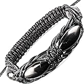 Wallystone Gems Shungite Bracelet - Jewelry for Men Women - Natural Black Stone - Rice Beads - Brided Dense Beaded - Adjust Wirst Size - Each one has a Certificate of Authenticity