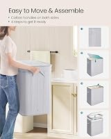 SONGMICS Bamboo Laundry Hamper with Lid 150 L Removable Liner Dove Grey view 6