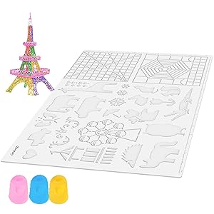 Gnvtntp 3D Pen Mats, with 3D Drawing Stencils Basic Templates,16.5x11 in, Pack with Extra Gift 2 Silicone Finger Caps–Transparent 3D Pen mat for Kids & Adults STEM Activity,Great Christmas Gift