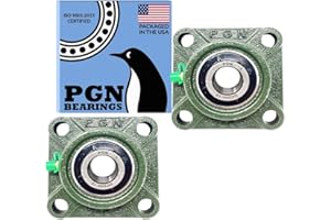 PGN UCF204-12 Pillow Block Bearing - Pack of 2 Square Flange Mounted Pillow Block Bearings - Chrome Steel Bearings with 3/4" 